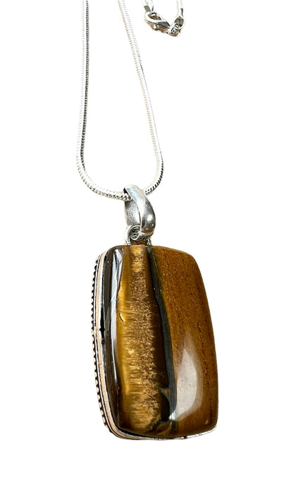 Tiger Eye Crystal Pendant Necklace