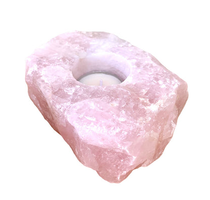 Rose Quartz Natural Pink Tea Light Candle Holder