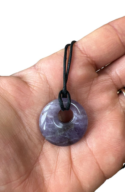 Crystal Gemstone Agogo Shaped Pendant Corded Necklace