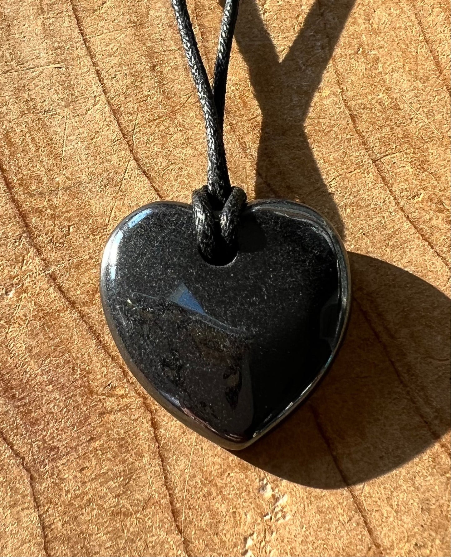 Hematite Crystal Heart Shaped Pendant Corded Necklaces