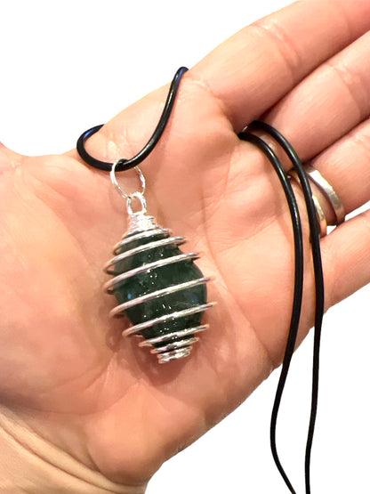 Tumblestone Crystal Spiral Pendant Necklace