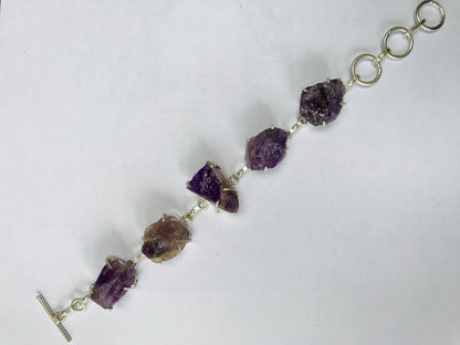 Amethyst Rough Crystal 8.5” 925 Bracelet - Crystal Boutique.co.uk 