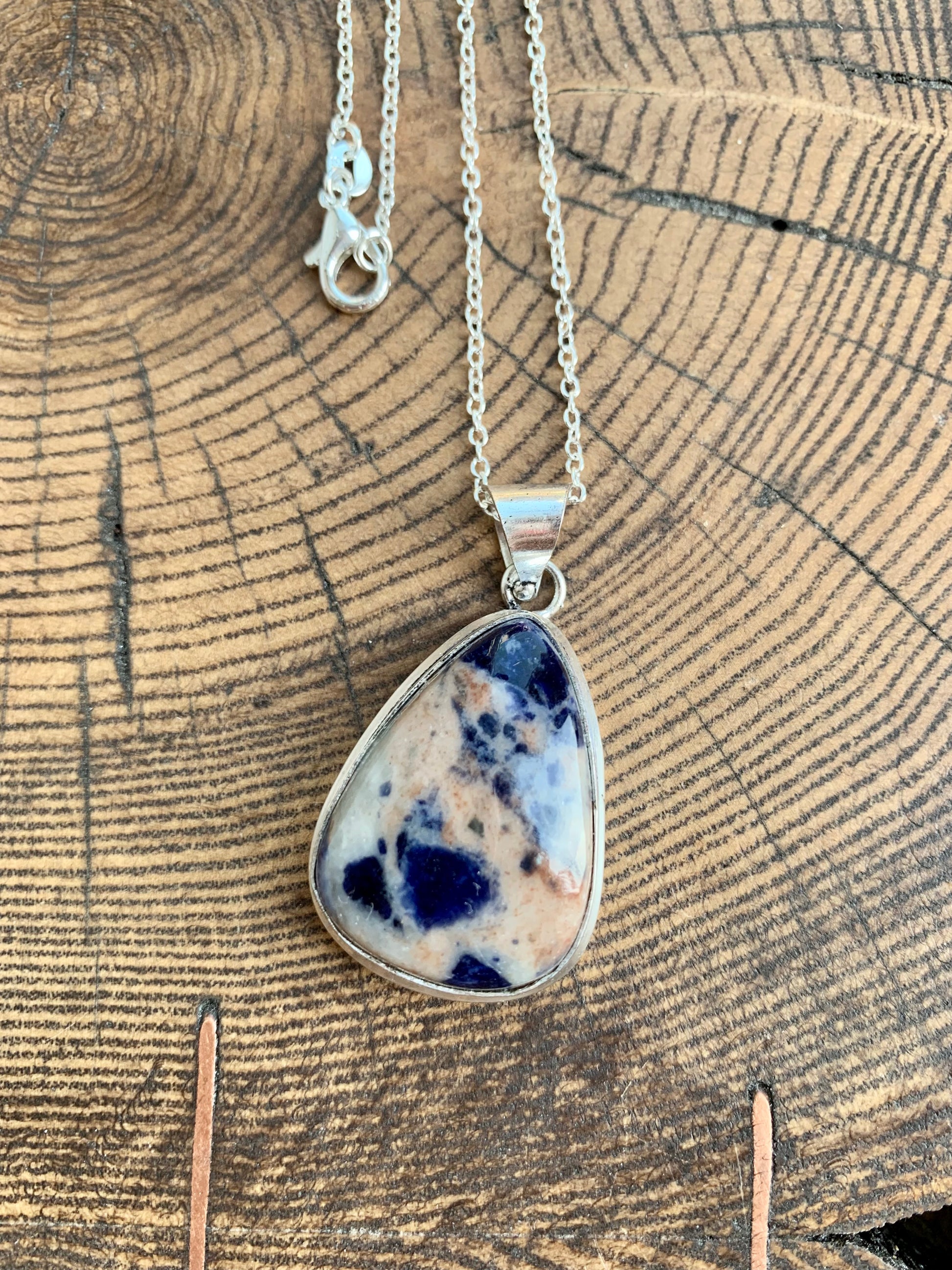 Sodalite Crystal Pendant Necklace 