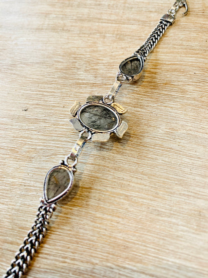 Rutile Quartz Crystal 8” T-Bar Bracelet - Crystalboutique.co.uk